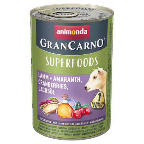 Animonda GranCarno Adult Superfoods, 6 x 400 g Wołowina, burak, jeżyna, mniszek lekarski - Animonda