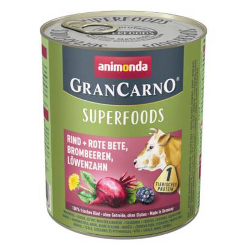 Animonda GranCarno Adult Superfoods, 6 x 800 g Jagnięcina, amarantus, żurawina, olej z łososia - Animonda