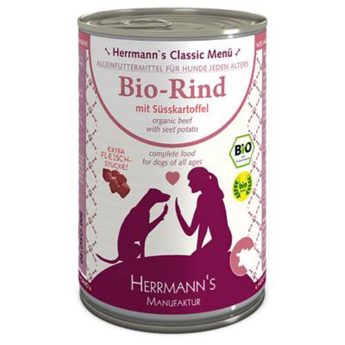Korzystny pakiet Herrmanns Menu bezzbożowe, 12 x 400 g Bioindyk z biojabłkiem - Herrmanns