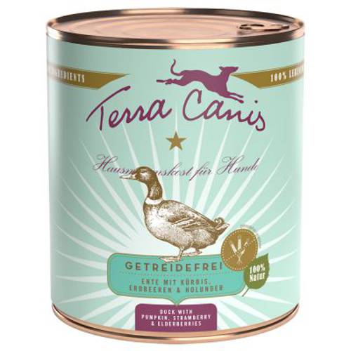 Terra Canis bez zbóż, 6 x 800 g Kaczka z dynią, truskawką i czarnym bzem - Terra Canis