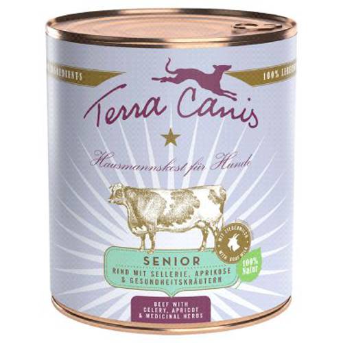 Terra Canis Senior, bez zbóż, 6 x 800 g Wołowina z selerem, morelom i ziołami lekarskimi - Terra Canis