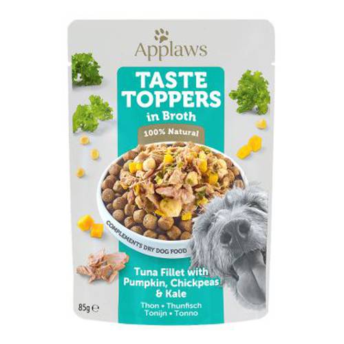 Applaws Taste Toppers w bulionie, 12 x 85 g Tuńczyk z dynią, jarmużem i ciecierzycą - Applaws