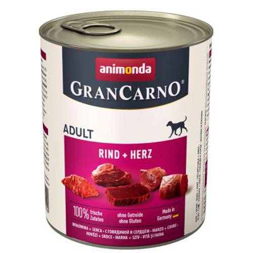 Animonda GranCarno Original Adult, 6 x 800 g Wołowina i kacze serca - Animonda