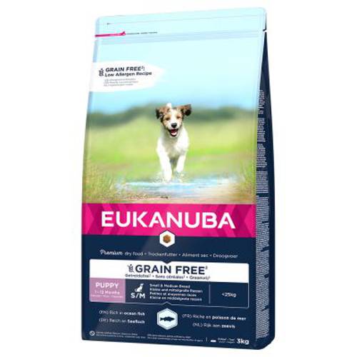 Eukanuba Grain Free Puppy Small/Medium Breed, łosoś 2 x 3 kg - Eukanuba