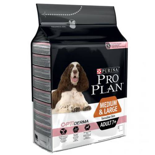 Pro Plan OptiDerma Medium & Large 7+ Sensitive, łosoś i ryż 14 kg - Purina Pro Plan