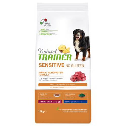 Trainer Natural Sensitive No Gluten Adult Medium/Maxi, jagnięcina 2 x 12 kg - Nova Foods Trainer Fitness