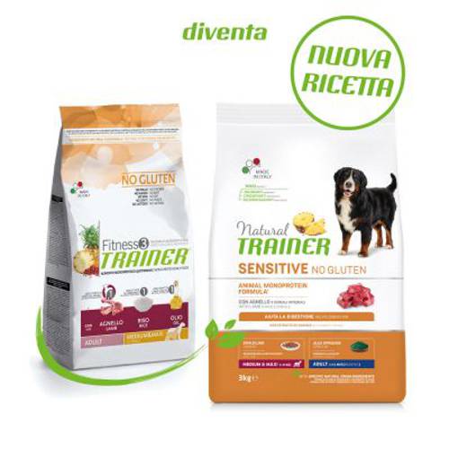 Trainer Natural Sensitive No Gluten Adult Medium/Maxi, jagnięcina 2 x 12 kg - Nova Foods Trainer Fitness