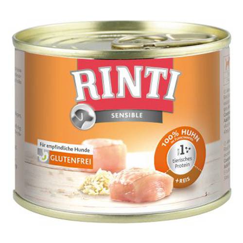 RINTI Sensible, 6 x 185 g Jagnięcina z ryżem - Rinti