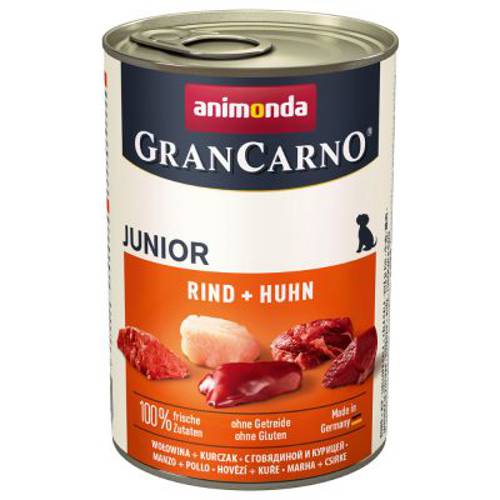 Animonda GranCarno Original Junior, 6 x 400 g Wołowina z sercami indyczymi - Animonda