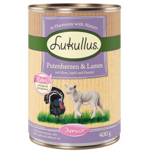 Lukullus Junior 6 x 400 g  Drób z dziczyzną (bez zbóż) - Karma Lukullus