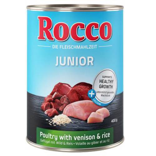 Rocco Junior, 6 x 400 g Indyk i serca cielęce z ryżem i wapniem - Rocco