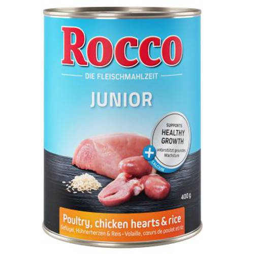 Rocco Junior, 6 x 400 g Indyk i serca cielęce z ryżem i wapniem - Rocco