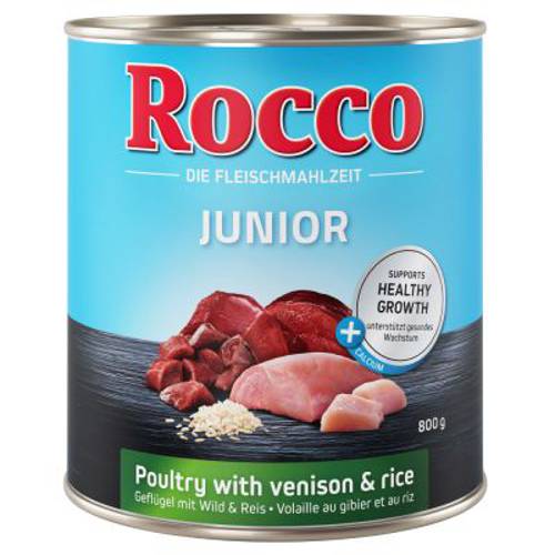 Rocco Junior, 6 x 800 g Kurczak i dziczyzna z ryżem i wapniem