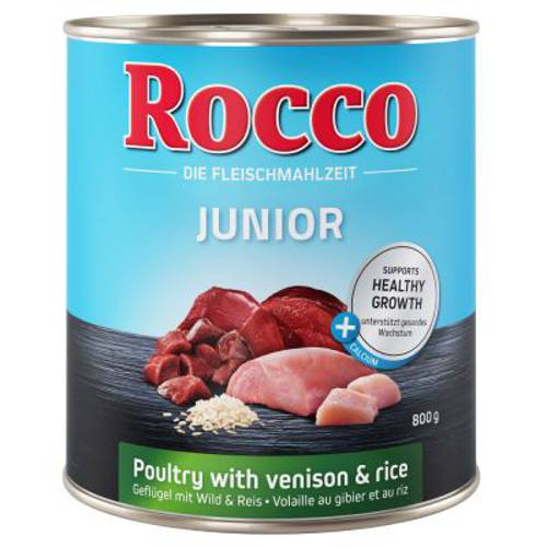 Rocco Junior, 6 x 800 g Serca kurze z ryżem i wapniem - Rocco