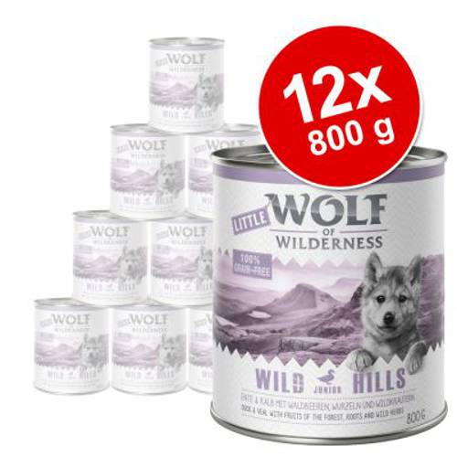 Korzystny pakiet Little Wolf of Wilderness Junior, 12 x 800 g 2 różne smaki
