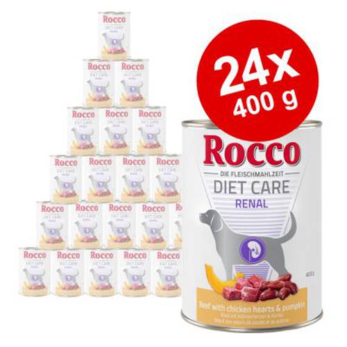 Rocco Diet Care Renal, wołowina z kurzymi sercami i dynią 24 x 400 g -