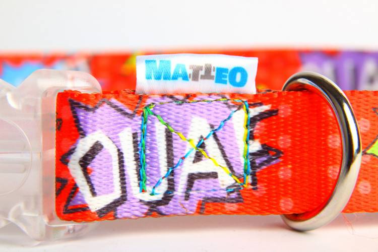 Obroża Klamra LED - Graffiti Czerwona 0551 25MM 85CM 38-65CM - matteo-company
