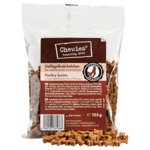 Chewies Mini kosteczki, półwilgotne Drób, 125 g - Chewies