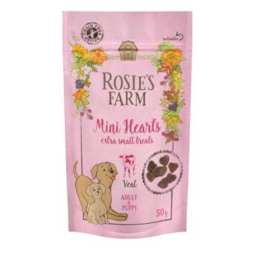 Rosie's Farm Puppy & Adult "Mini Hearts", cielęcina 50 g - Rosies Farm