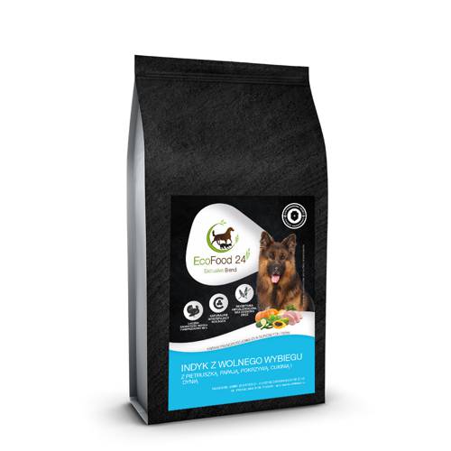 Karma sucha dla psa - Indyk z wolnego wybiegu z pietruszką, papają, pokrzywą, cukinią i dynią 2kg - EcoFood24