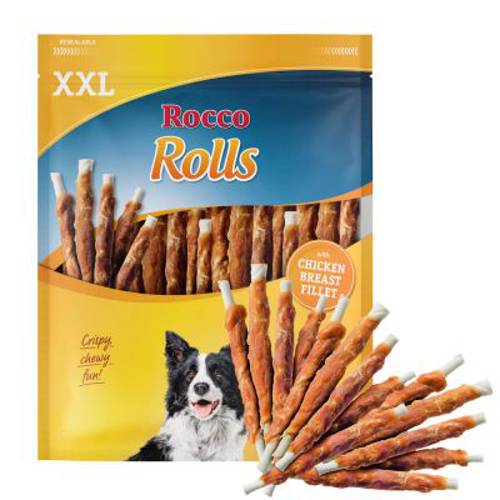 Rocco Rolls XXL pałeczki do żucia Filet z piersi kurczaka, 2 x 1kg - Rocco