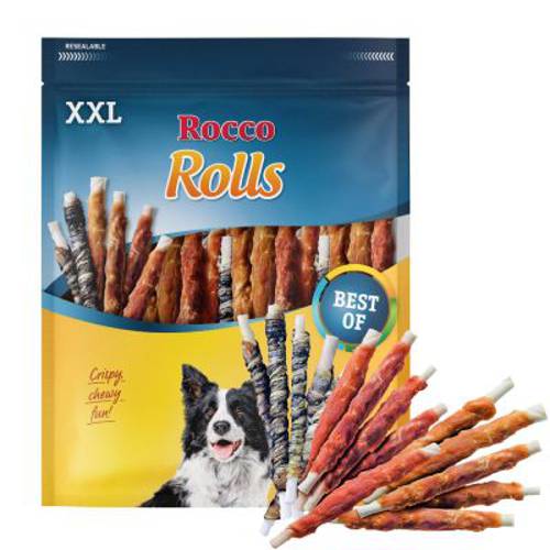 Rocco Rolls XXL pałeczki do żucia Filet z piersi kurczaka, 2 x 1kg - Rocco