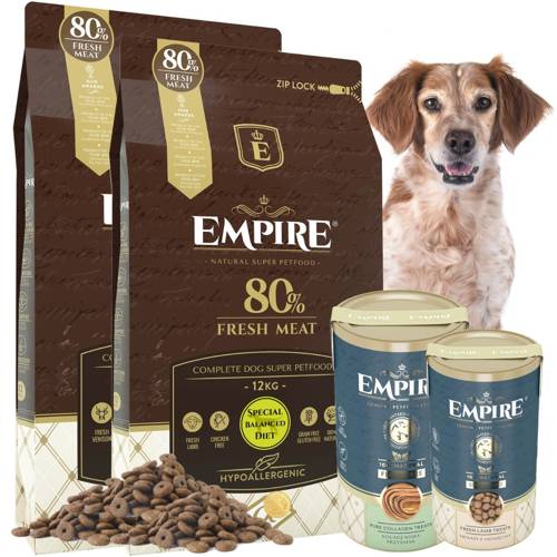 EMPIRE Hipoalergiczna Karma dla | Seniory | Psy po Kastracji | Psy z Nadwagą | 24kg + 2 PRZYSMAKI GRATIS! - Empire