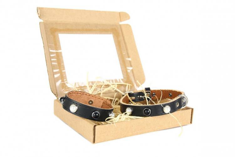 Obroża Skóra Kryształ - Czarna 0181 14MM 34CM 23-31CM - matteo-company
