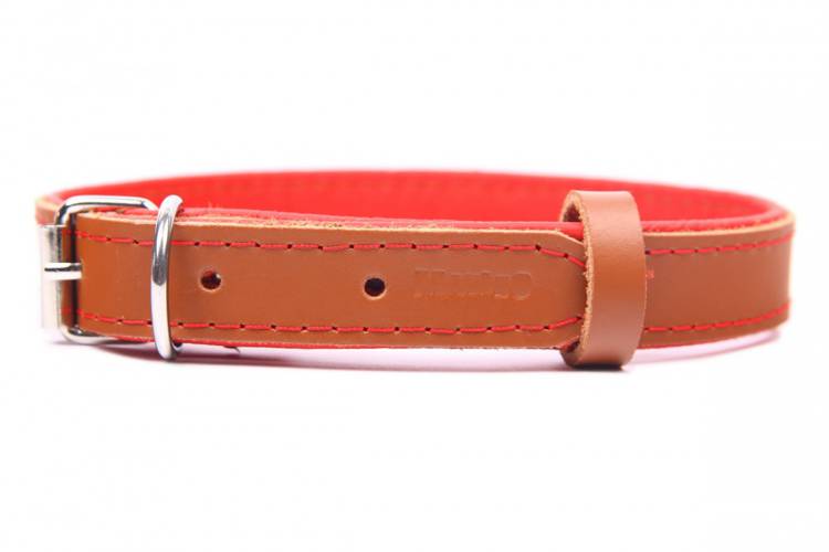Obroża skóra Premium Brązowy-Czerwony 1222 24MM 50CM 35-46CM - matteo-company