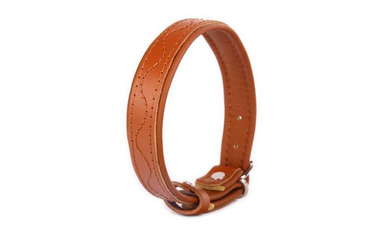 Obroża skóra Premium Fala - Brąz-Brąz 1391 30MM 56CM 38-51CM - matteo-company