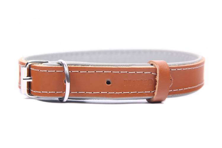 Obroża skóra Premium Brązowy-Szary 1194 16MM 34CM 23-31CM - matteo-company
