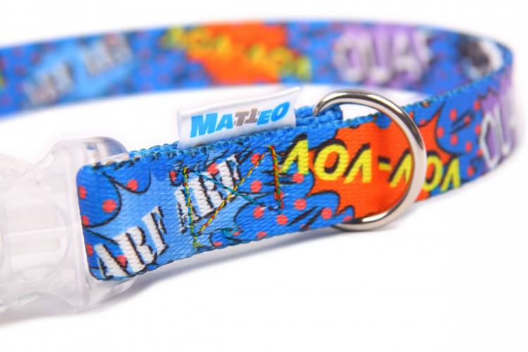 Obroża Klamra LED - Graffiti Niebieski 0555 25MM 0CM 38-65CM - matteo-company