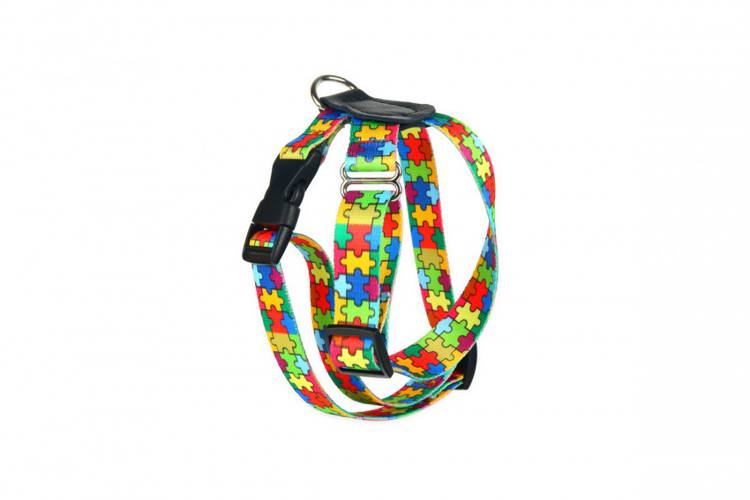 Szelki ze skórą - Puzzle 0807 LED 25MM 40-60CM -