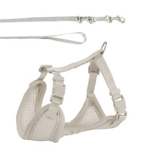 Trixie Miękkie szelki dla szczeniąt ze smyczą 26-34 cm/10 mm, 200 cm, jasnoszary - Trixie