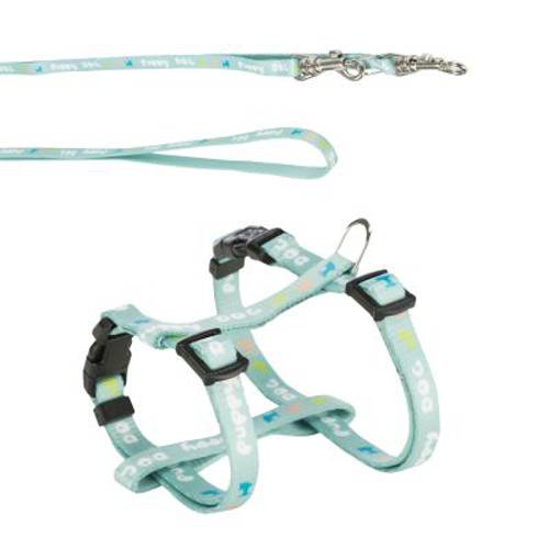 Trixie Junior Szelki ze smyczą dla szczeniąt 23-34 cm/8 mm, 200 cm, miętowy - Trixie