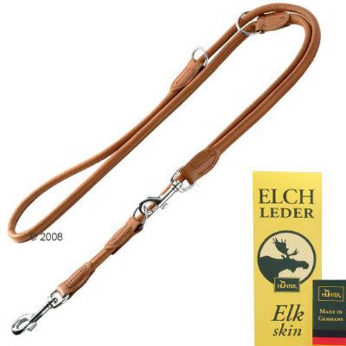 Smycz HUNTER Round & Soft, koniakowa Dł. x szer.: 200 x 1 cm - Hunter