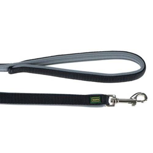Smycz nylonowa HUNTER z neoprenowym podszyciem, czarno-szara Dł. x szer.: 200 x 2 cm, regulowana - Hunter