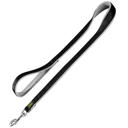 Smycz nylonowa HUNTER z neoprenowym podszyciem, czarno-szara Dł. x szer.: 200 x 2 cm, regulowana - Hunter