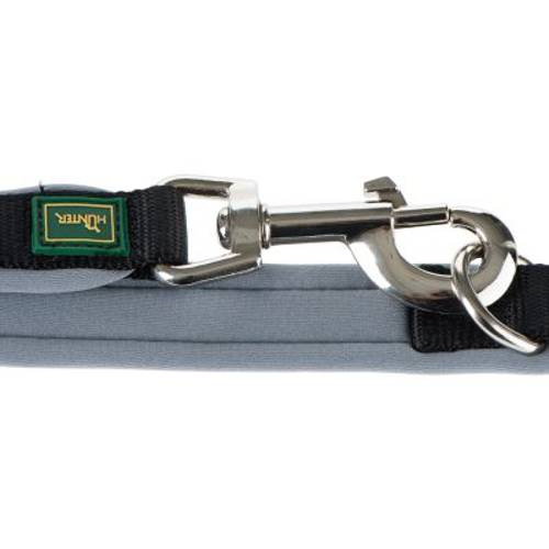 Smycz nylonowa HUNTER z neoprenowym podszyciem, czarno-szara Dł. x szer.: 200 x 2 cm, regulowana - Hunter