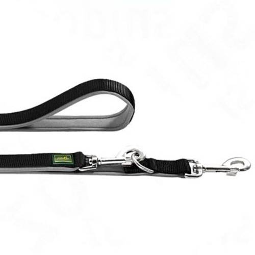 Smycz nylonowa HUNTER z neoprenowym podszyciem, czarno-szara Dł. x szer.: 200 x 2 cm, regulowana - Hunter