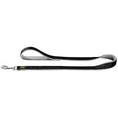 Smycz nylonowa HUNTER z neoprenowym podszyciem, czarno-szara Dł. x szer.: 200 x 2 cm, regulowana - Hunter