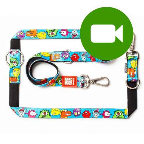 Max & Molly Little Monsters, smycz wielofunkcyjna dla psa Rozmiar L: dł. x szer.:  200 cm x 25 mm - Max Molly