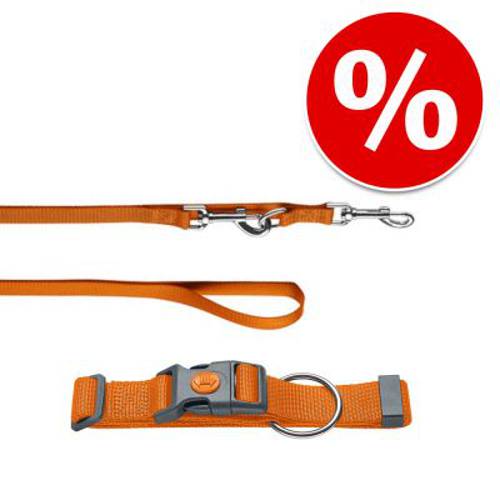 Komplet HUNTER London pomarańczowy, obroża + smycz Rozmiar S + smycz 200 cm / 10 mm - Hunter