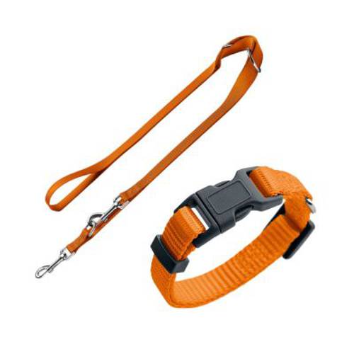 Komplet HUNTER London pomarańczowy, obroża + smycz Rozmiar S + smycz 200 cm / 10 mm - Hunter