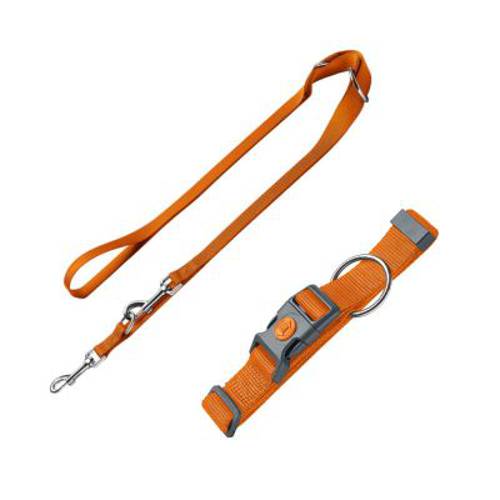 Komplet HUNTER London pomarańczowy, obroża + smycz Rozmiar S + smycz 200 cm / 10 mm - Hunter