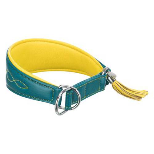 Trixie Active Comfort obroża dla chartów, petrol/żółta Rozmiar XS: 21–26 cm, szer. 40 mm - Trixie
