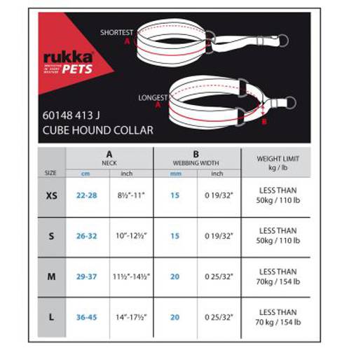 Rukka® Cube obroża dla psa, czarna XS, obwód szyi: 22-28 cm, szer.: 15 mm - 