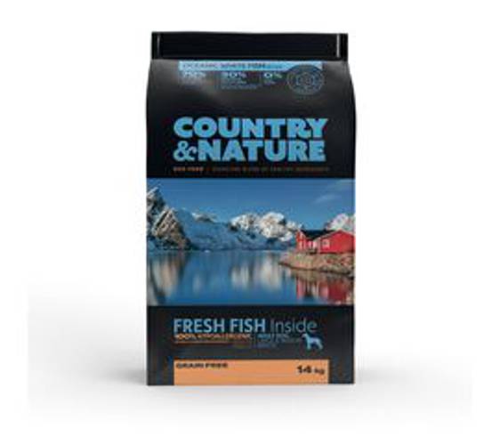 COUNTRY&NATURE Oceanic White Fish Recipe. Karma dla psów ras średnich i dużych - ryby białe morskie. Opakowanie 14 kg