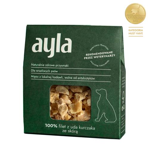 Przysmaki dla psa Ayla | Filet z uda kurczaka ze skórą | Liofilizowany