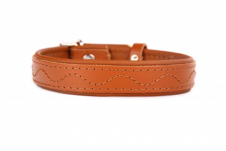 Obroża skóra Premium Fala - Brąz-Brąz 1401 40MM 62CM 41-57CM - matteo-company
